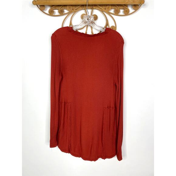 Sundance Orange Waffle Knit Thermal Long Sleeve Flowy Top M - Picture 5 of 6